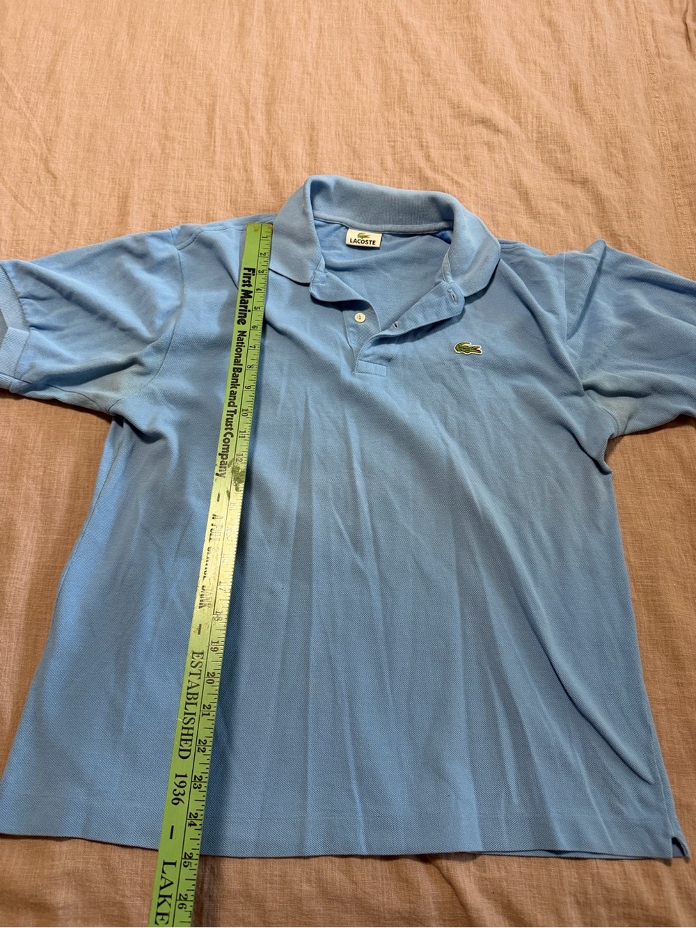 Lacoste Sky Blue Cotton Pique Polo Crocodile Logo Size Large Classic Preppy - Picture 5 of 6